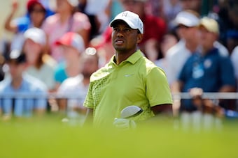 Tiger Woods hit his worst drive of the day at No. 15