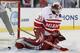 DETROIT - APRIL 08: Connor Knapp #31 of the Miami Redhawks is unable to stop a shot in the second period by the Boston College Eagles on April 8, 2010 during the semifinals of the 2010 NCAA Frozen Four at Ford Field in Detroit, Michigan. (Photo by Elsa/Getty Images)