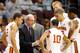LAS VEGAS, NV - NOVEMBER 25: Head coach Kevin O'Neill of the USC Trojans talks to his players as they take on the UNLV Rebels during the third round of the Continental Tire Las Vegas Invitational at the Orleans Arena November 25, 2011 in Las Vegas, Nevada. UNLV won 66-55. (Photo by Ethan Miller/Getty Images)