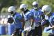 ALLEN PARK, MI - JULY 30: Aaron Brown #21 and Mikel Leshoure #25 go through the morning drills druing the Lions training camp on July 30, 2011 in Allen Park, Michigan. (Photo by Leon Halip/Getty Images)