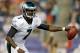 FOXBORO, MA - AUGUST 20: Michael Vick #7 of the Philadelphia Eagles looks for an open man against the New England Patriots during a preseason game at Gillette Stadium on August 20, 2012 in Foxboro, Massachusetts. (Photo by Jim Rogash/Getty Images)