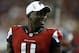 Aug 9, 2012; Atlanta, Georgia, USA; Atlanta Falcons wide receiver Julio Jones (11) talks to teammates on the sideline during the second half against the Baltimore Ravens at the Georgia Dome. Mandatory Credit: Josh D. Weiss-US PRESSWIRE