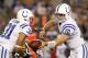 PITTSBURGH, PA - AUGUST 19: Andrew Luck #12 of the Indianapolis Colts hands the ball off to Donald Brown #31 against the Pittsburgh Steelers during the game on August 19, 2012 at Heinz Field in Pittsburgh, Pennsylvania. (Photo by Justin K. Aller/Getty Images)