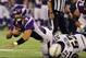 Aug 24, 2012; Minneapolis, MN, USA; Minnesota Vikings quarterback Christian Ponder (7) is sacked by San Diego Chargers linebacker Larry English (52) during the second quarter at the Metrodome. Mandatory Credit: Brace Hemmelgarn-US PRESSWIRE