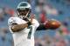 FOXBORO, MA - AUGUST 20: Michael Vick #7 of the Philadelphia Eagles throws before a preseason game against the New England Patriots at Gillette Stadium on August 20, 2012 in Foxboro, Massachusetts. (Photo by Jim Rogash/Getty Images)