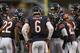 CHICAGO, IL - AUGUST 18: Jay Cutler #6 of the Chicago Bears calls a play in the huddle against the Washington Redskins during a preseason game at Soldier Field on August 18, 2012 in Chicago, Illinois. The Bears defeated the Redskins 33-31. (Photo by Jonathan Daniel/Getty Images)