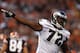 CLEVELAND, OH - AUGUST 24: Defensive tackle Cedric Thornton #72 of the Philadelphia Eagles celebrates after a fumble against the Cleveland Browns at Cleveland Browns Stadium on August 24, 2012 in Cleveland, Ohio. (Photo by Matt Sullivan/Getty Images)