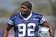 July 30, 2012; Oxnard, CA, USA; Dallas Cowboys defensive tackle Josh Brent (92) enters the field on opening day of training camp. Mandatory Credit: Jayne Kamin-Oncea-US PRESSWIRE