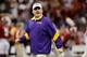 NEW ORLEANS, LA - JANUARY 09: Head coach Les Miles of the Louisiana State University Tigers takes the field before playing against the Alabama Crimson Tide during the 2012 Allstate BCS National Championship Game at Mercedes-Benz Superdome on January 9, 2012 in New Orleans, Louisiana. (Photo by Chris Graythen/Getty Images)