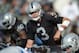 Aug 25, 2012; Oakland, CA, USA; Oakland Raiders quarterback Carson Palmer (3) gestures during the game against the Detroit Lions at O.co Coliseum. Mandatory Credit: Kirby Lee/Image of Sport-US PRESSWIRE