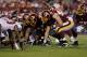 LANDOVER, MD - SEPTEMBER 01: Members of the Washington Redskins offense line up against the defense of the Tampa Bay Buccaneers on an extra point during the first half of a preseason game at FedExField on September 1, 2011 in Landover, Maryland. (Photo by Rob Carr/Getty Images)