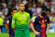 MADRID, SPAIN - AUGUST 29: Leo Messi Victor Valdes and Jordi Alba of FC Barcelona react during the Supercopa second leg match between Real Madrid and Barcelona at Estadio Santiago Bernabeu on August 29, 2012 in Madrid, Spain. (Photo by Gonzalo Arroyo Moreno/Getty Images)
