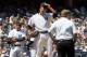 NEW YORK, NY - JUNE 27: Andy Pettitte #46 of the New York Yankees stands on the mound he is checked on after he was hit with a batted ball in the fifth inning against the Cleveland Indians at Yankee Stadium on June 27, 2012 in the Bronx borough of New York City. (Photo by Jim McIsaac/Getty Images)