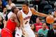ATLANTA, GA - MARCH 28: Joe Johnson #2 of the Atlanta Hawks drives against Ronnie Brewer #11 of the Chicago Bulls at Philips Arena on March 28, 2012 in Atlanta, Georgia. NOTE TO USER: User expressly acknowledges and agrees that, by downloading and or using this photograph, User is consenting to the terms and conditions of the Getty Images License Agreement. (Photo by Kevin C. Cox/Getty Images)