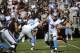OAKLAND, CA - AUGUST 25: Matthew Stafford #9 of the Detroit Lions throws a pass against the Oakland Raiders during the first quarter of an NFL pre-season football game at O.co Coliseum on August 25, 2012 in Oakland, California. (Photo by Thearon W. Henderson/Getty Images)