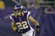 MINNEAPOLIS, MN - AUGUST 17: Harrison Smith #22 of the Minnesota Vikings runs a route during the game against the Buffalo Bills on August 17, 2012 at Mall of America Field at the Hubert H. Humphrey Metrodome in Minneapolis, Minnesota. (Photo by Hannah Foslien/Getty Images)