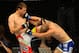 June 8, 2012; Sunrise, FL, USA; Tim Means (left) kicks Justin Salas during their UFC bout at BankAtlantic Center. Mandatory Credit: Steve Mitchell-US PRESSWIRE