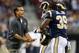 ST. LOUIS, MO - AUGUST 30: St. Louis Rams Head Coach Jeff Fisher celebrates with running back Steven Jackson #39 after scoring a touchdown during the game against the Baltimore Ravens at the Edward Jones Dome on August 30, 2012 in St. Louis, Missouri. (Photo by David Welker/Getty Images)