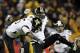 KANSAS CITY, MO - NOVEMBER 26: Quarterback James Franklin #1 of the Missouri Tigers celebrates after a touchdown during the game against the Kansas Jayhawks on November 26, 2011 at Arrowhead Stadium in Kansas City, Missouri. (Photo by Jamie Squire/Getty Images)