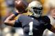 Apr. 21, 2012; South Bend, IN, USA; Notre Dame Fighting Irish quarterback Everett Golson (1) throws in the first quarter of the spring game at Notre Dame Stadium. Mandatory Credit: Matt Cashore-US PRESSWIRE