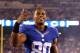 EAST RUTHERFORD, NJ - AUGUST 24: Victor Cruz #80 of the New York Giants acknowledges the fans before the game against the Chicago Bears during a preseason game on August 24, 2012 at MetLife Stadium in East Rutherford, New Jersey. (Photo by Elsa/Getty Images)
