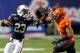 ATLANTA, GA - DECEMBER 31: Onterio McCalebb #23 of the Auburn Tigers against Rodney McLeod #4 of the Virginia Cavaliers during the 2011 Chick Fil-A Bowl at Georgia Dome on December 31, 2011 in Atlanta, Georgia. (Photo by Kevin C. Cox/Getty Images)