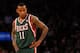 NEW YORK, NY - MARCH 26: Monta Ellis #11 of the Milwaukee Bucks looks on against the New York Knicks at Madison Square Garden on March 26, 2012 in New York City. NOTE TO USER: User expressly acknowledges and agrees that, by downloading and or using this photograph, User is consenting to the terms and conditions of the Getty Images License Agreement. (Photo by Chris Chambers/Getty Images)