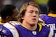MINNEAPOLIS, MN - JANUARY 1: Toby Gerhart #32 of the Minnesota Vikings looks on during the game against the Chicago Bears on January 1, 2012 at Mall of America Field at the Hubert H. Humphrey Metrodome in Minneapolis, Minnesota. (Photo by Hannah Foslien/Getty Images)