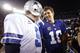 EAST RUTHERFORD, NJ - JANUARY 1: Tony Romo #9 of the Dallas Cowboys and Eli Manning #!0 of the New York Giants shake hands after their game at MetLife Stadium on January 1, 2012 in East Rutherford, New Jersey. (Photo by Rich Schultz /Getty Images)