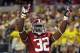 ARLINGTON, TX - SEPTEMBER 01: C.J. Mosley #32 of the Alabama Crimson Tide celebrates a touchdown interception against the Michigan Wolverines at Cowboys Stadium on September 1, 2012 in Arlington, Texas. (Photo by Ronald Martinez/Getty Images)