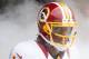 Aug 25, 2012; Landover, MD, USA; Washington Redskins quarterback Robert Griffin III (10) during the pre-game against Indianapolis Colts at FedEx Field. Mandatory Credit: Paul Frederiksen-US PRESSWIRE