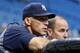 New York Yankees manager Joe Girardi and general manager Brian Cashman sweating out another Yankees loss.