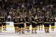 BOSTON, MA - APRIL 25: The Boston Bruins salute the fans after Game Seven of the Eastern Conference Quarterfinals during the 2012 NHL Stanley Cup Playoffs at TD Garden on April 25, 2012 in Boston, Massachusetts. The Washington Capitals defeated the Boston Bruins 2-1 in overtime. (Photo by Elsa/Getty Images)