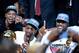 MIAMI, FL - JUNE 21: (L-R) Dwyane Wade #3 and LeBron James #6 of the Miami Heat celebrate after they won 121-106 against the Oklahoma City Thunder in Game Five of the 2012 NBA Finals on June 21, 2012 at American Airlines Arena in Miami, Florida. NOTE TO USER: User expressly acknowledges and agrees that, by downloading and or using this photograph, User is consenting to the terms and conditions of the Getty Images License Agreement. (Photo by Ronald Martinez/Getty Images)