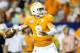 August 31, 2012; Atlanta, GA, USA; Tennessee Volunteers quarterback Tyler Bray (8) throws a pass in the second quarter against the North Carolina State Wolfpack at the Georgia Dome. Mandatory Credit: Daniel Shirey-US PRESSWIRE