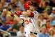 WASHINGTON, DC - SEPTEMBER 05: Bryce Harper #34 of the Washington Nationals hits a solo home run in the sixth inning against the Chicago Cubs at Nationals Park on September 5, 2012 in Washington, DC. (Photo by Patrick McDermott/Getty Images)