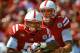 LINCOLN, NE - SEPTEMBER 01: Quarterback Taylor Martinez #3 fakes a hand off to running back Braylon Heard #5 of the Nebraska Cornhuskers during their game against the Southern Miss Golden Eagles at Memorial Stadium September 1, 2012 in Lincoln, Nebraska. (Photo by Eric Francis/Getty Images)