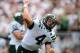 Sep 1, 2012; University Park, PA, USA; Ohio Bobcats quarterback Tyler Tettleton (4) celebrates after rushing for a touchdown in the third quarter against the Penn State Nittany Lions at Beaver Stadium. Mandatory Credit: Andrew Weber-US Presswire
