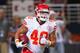 ST. LOUIS, MO - AUGUST 18: Peyton Hillis #40 of the Kansas City Chiefs runs during pre-game warm-ups prior to playing against the St. Louis Rams in a pre-season game at the Edward Jones Dome on August 18, 2012 in St. Louis, Missouri. (Photo by Dilip Vishwanat/Getty Images)