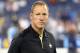NASHVILLE, TN - AUGUST 30: Aaron Kromer, interim head coach of the New Orleans Saints walks off the field after a game against the Tennessee Titans at LP Field on August 30, 2012 in Nashville, Tennessee. (Photo by Joe Murphy/Getty Images)