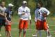 LAKE FOREST, IL - JUNE 12: (L-R) Johnny Knox #13, Brian Urlacher #54 and Charles Tillman #33 of the Chicago Bears chat during a minicamp practice at Halas Hall on June 12, 2012 in Lake Forest, Illinois. (Photo by Jonathan Daniel/Getty Images)