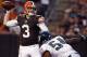 CLEVELAND, OH - AUGUST 24: Quarterback Brandon Weeden #3 of the Cleveland Browns throws to a receiver as he is pressured by defensive end Brandon Graham #54 of the Philadelphia Eagles at Cleveland Browns Stadium on August 24, 2012 in Cleveland, Ohio. (Photo by Matt Sullivan/Getty Images)