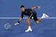 NEW YORK, NY - SEPTEMBER 06: Novak Djokovic of Serbia returns a shot during his men's singles quarterfinal match against Juan Martin Del Potro of Argentina on Day Eleven of the 2012 US Open at USTA Billie Jean King National Tennis Center on September 6, 2012 in the Flushing neighborhood of the Queens borough of New York City. (Photo by Cameron Spencer/Getty Images)