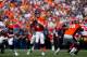 DENVER, CO - AUGUST 26: Quarterback Peyton Manning #18 of the Denver Broncos looks to pass during the first quarter of a pre-season game against the San Francisco 49ers at Sports Authority Field Field at Mile High on August 26, 2012 in Denver, Colorado. (Photo by Justin Edmonds/Getty Images)