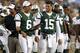 PHILADELPHIA - AUGUST 30: Mark Sanchez #6 (L) and Tim Tebow #15 of the New York Jets stand on the sidelines during their preseason game against the Philadelphia Eagles at Lincoln Financial Field on August 30, 2012 in Philadelphia, Pennsylvania. (Photo by Jeff Zelevansky/Getty Images)