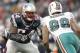 FOXBORO, MA - DECEMBER 24: Brian Waters #54 of the New England Patriots prepares to block Jared Odrick #98 of the Miami Dolphins during the second half of New England's 27-24 win at Gillette Stadium on December 24, 2011 in Foxboro, Massachusetts. (Photo by Winslow Townson/Getty Images)