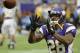 MINNEAPOLIS, MN - AUGUST 24: Adrian Peterson #28 of the Minnesota Vikings catches the ball during pre-game warmups before the game against the San Diego Chargers on August 24, 2012 at Mall of America Field at the Hubert H. Humphrey Metrodome in Minneapolis, Minnesota. (Photo by Hannah Foslien/Getty Images)
