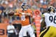 September 9 2012; Denver, CO, USA; Denver Broncos quarterback Peyton Manning (18) during the first quarter against the Pittsburgh Steelers at Sports Authority Field. Mandatory Credit: Ron Chenoy-US PRESSWIRE