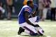 EAST RUTHERFORD, NJ - SEPTEMBER 09: Steve Johnson #13 of the Buffalo Bills sits on the field in a timeout during the season opener against the New York Jets at MetLife Stadium on September 9, 2012 in East Rutherford, New Jersey. (Photo by Jeff Zelevansky/Getty Images)