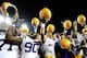 BATON ROUGE, LA - SEPTEMBER 08: Les Miles, head coach of the LSU Tigers and his team sing the fight song following a game against the Washington Huskies at Tiger Stadium on September 8, 2012 in Baton Rouge, Louisiana. LSU would win the game 41-3. (Photo by Stacy Revere/Getty Images)